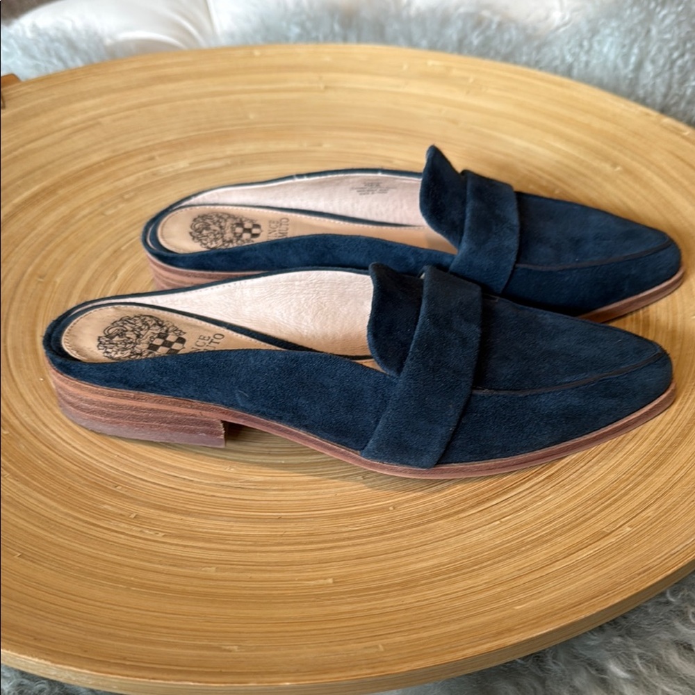 Vince Camuto Navy Suede Mules